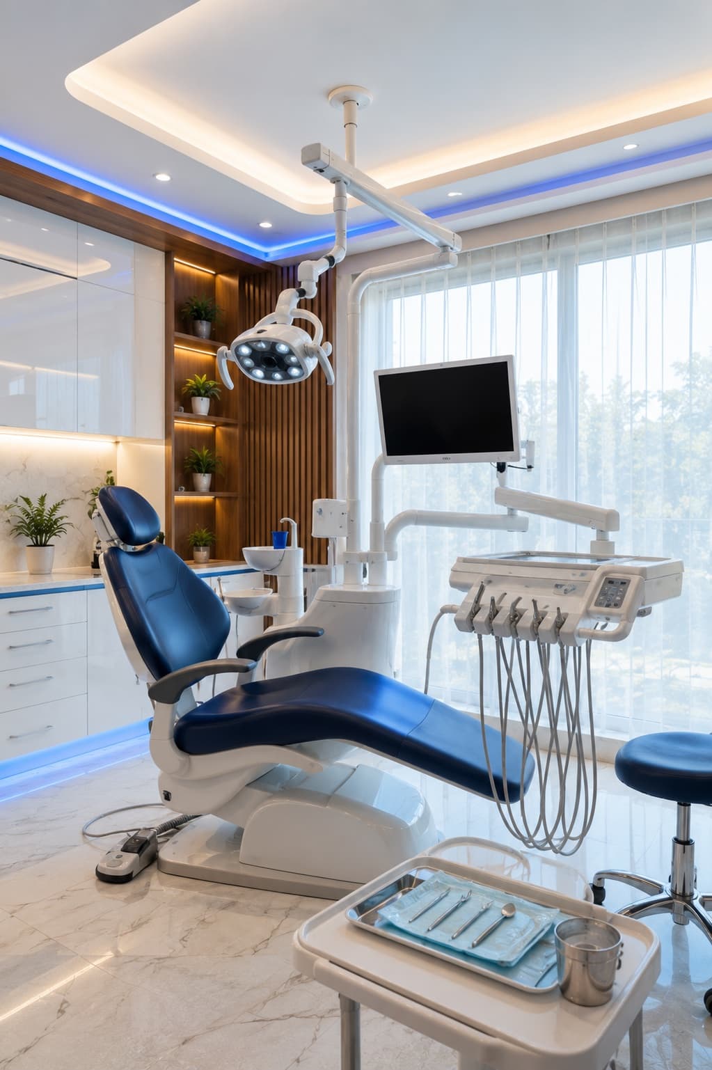 A dental treatment room at The Auraa Care